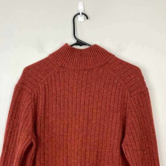 Banana Republic Wool Blend Henley Sweater Gifting Wide Ribbed Red Size Large - Picture 7 of 11